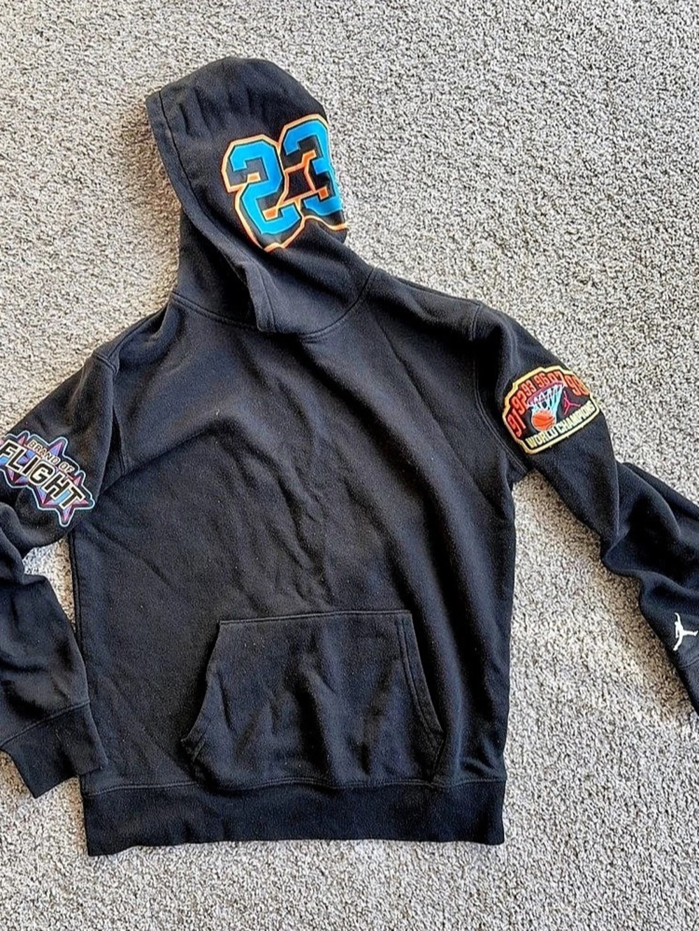 Jordan World Champions Brand of Flight Pullover Hoodie Boys Large Black Hoodie